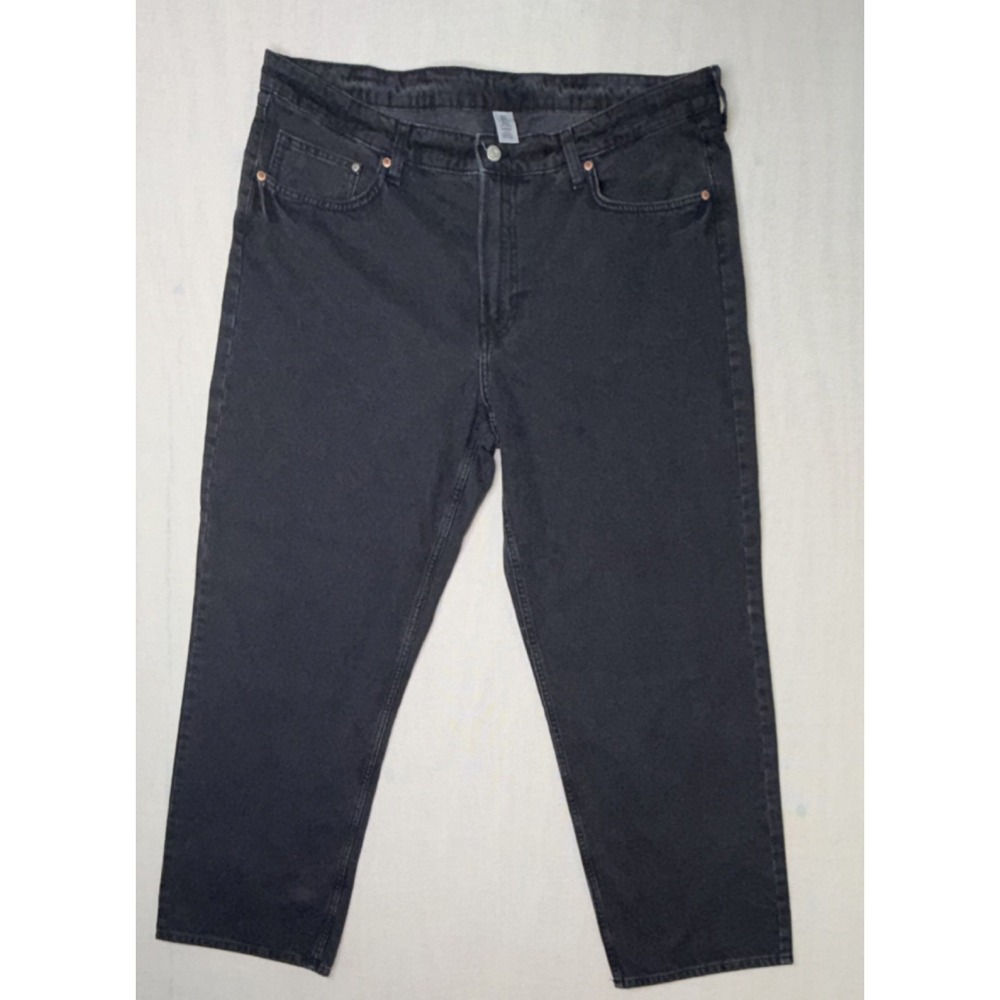 &DENIM Men's Baggy Low Rise Black Light Wash Cotton Denim 5-Pocket Jeans